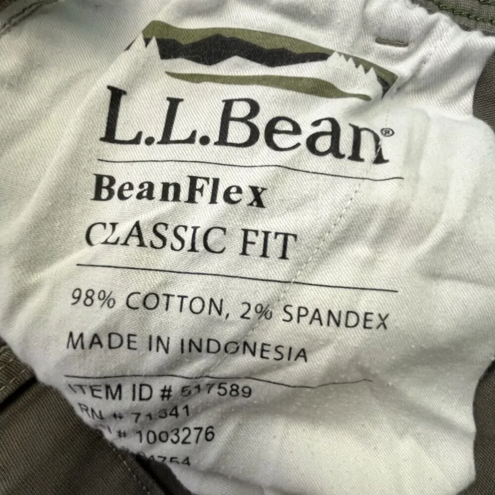 LL Bean Cargo Pants Men’s 42x32 Brown BeanFlex Stretch Double Reinforced Knee